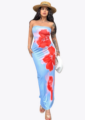 ROBE TUBE D'ÉTÉ À FLEURS