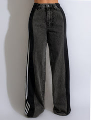 PANTALON LARGE EN DENIM AVEC BANDE LATÉRALE