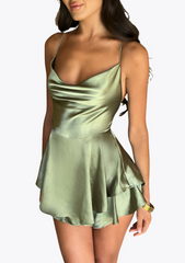ROBE SLIM EN SATIN DOS NU