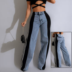 PANTALON LARGE EN DENIM AVEC BANDE LATÉRALE