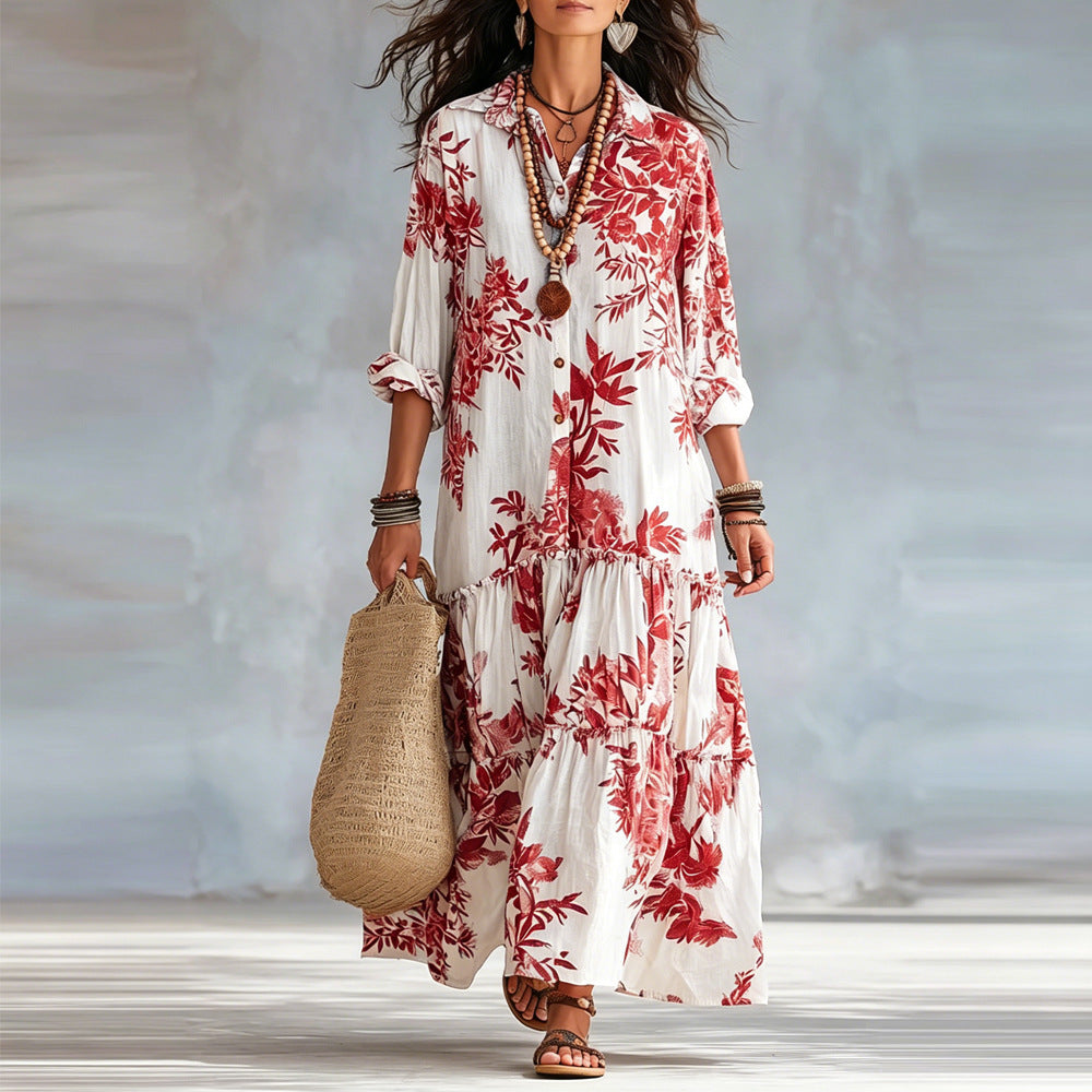 New Womens Casual Long-sleeve Lapel Dress Image secondaire du produit