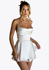 ROBE SLIM EN SATIN DOS NU
