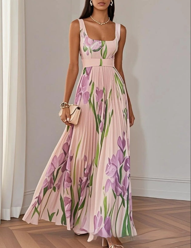 Robe Séléna plissée à fleurs – détail de l'imprimé