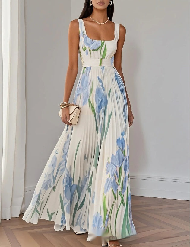 Robe midi Séléna – coloris bleu porté